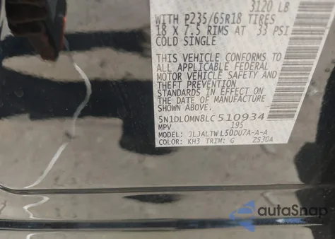 2020 Infiniti Qx60 Luxe из США, поврежденный, VIN 5N1DL0MN8LC510934